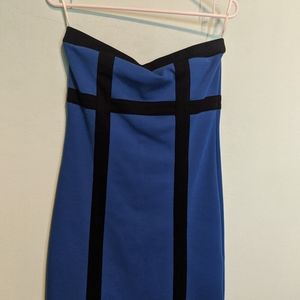 Blue with Black accents strapless dress